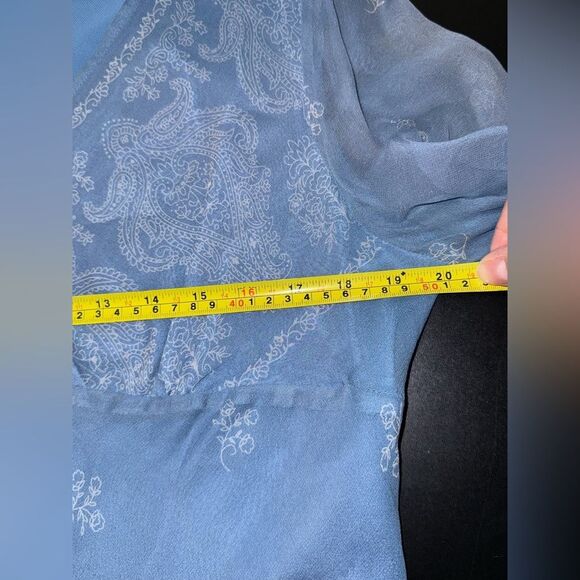 New York City Design Co Blue BOHO Fairy whimsical Silk Tunic Blouse VTG L EUC - Picture 7 of 8